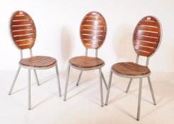 VINTAGE LATE 20TH CENTURY SLATTED WOOD & METAL CHAIRS