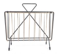 1950 MID CENTURY SPUTNIK ATOMIC BLACK & GOLD WIRE MAGAZINE RACK