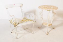 19TH CENTURY VICTORIAN CAST IRON PUB TABLE & CHAIR