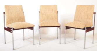 GROUP OF THREE MID 20TH CENTURY ROSEWOOD & METAL CHAIRS