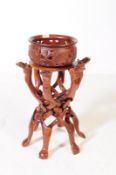 CONTEMPORARY CHINESE HARDWOOD METAMORPHIC PLANT STAND