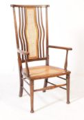 ARTS AND CRAFTS OAK & RATTAN ARMCHAIR