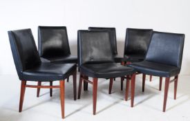 IB KOFOD-LARSEN - SIX TEAK & VINYL DINING CHAIRS