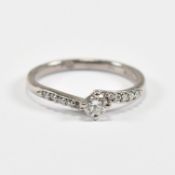 HALLMARKED 18CT WHITE GOLD & DIAMOND CROSSOVER RING