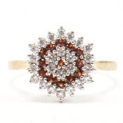 HALLMARKED 9CT GOLD GARNET & CZ CLUSTER RING