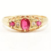 EDWARDIAN HALLMARKED 18CT GOLD RUBY & DIAMOND RING