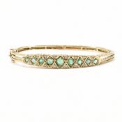 ANTIQUE EMERALD & DIAMOND GOLD BANGLE BRACELET
