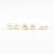 THREE PAIRS OF VINTAGE 9CT & YELLOW METAL PEARL STUD EARRINGS