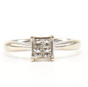HALLMARKED 9CT WHITE GOLD & DIAMOND RING