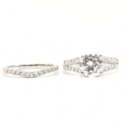 925 SILVER & CZ ENGAGEMENT STYLE RING & HALF ETERNITY BAND RING