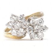 SILVER & CZ FLOWER CROSS OVER DRESS RING