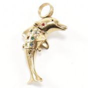 HALLMARKED 9CT GOLD & GEM SET ARTICULATING DOLPHIN PENDANT