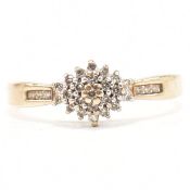 HALLMARKED 9CT GOLD & DIAMOND CLUSTER RING