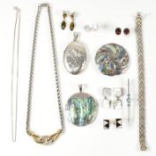 COLLECTION OF SILVER & GEM SET JEWELLERY