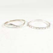 TWO SILVER & GEM SET HINGED BANGLES