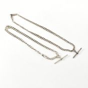 TWO HALLMARKED SILVER ALBERT CHAINS