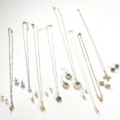 ASSORTED GEM SET PENDANT NECKLACE & EARRING SUITES