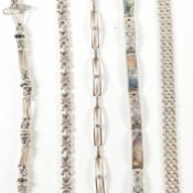 FIVE SILVER & GEM SET BRACELETS