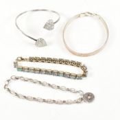 COLLECTION OF 925 SILVER & GEM SET BRACELETS