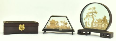 THREE 20TH CENTURY CORKWOOD DIORAMAS CASED IN BOXES