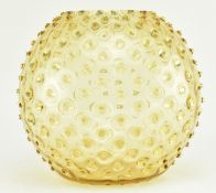VINTAGE 1970s CZECH AMBER HOBNAIL GLASS CENTREPIECE VASE