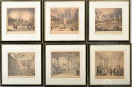 PUGIN & ROWLANDSON - MICROCOSM OF LONDON - SIX ENGRAVINGS