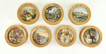 PRATTWARE - COLLECTION OF SEVEN VICTORIAN PRATTWARE POT LIDS
