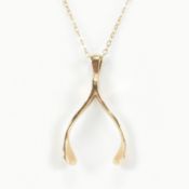 HALLMARKED 9CT GOLD WISHBONE PENDANT NECKLACE