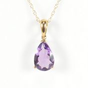 9CT GOLD & AMETHYST PENDANT NECKLACE