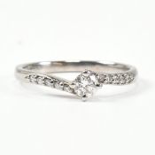 HALLMARKED 18CT WHITE GOLD & DIAMOND CROSSOVER RING