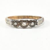 18CT GOLD & PLATINUM DIAMOND TRIPLE HEART RING