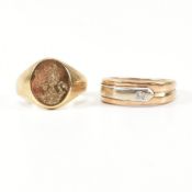 HALLMARKED 9CT GOLD & DIAMOND RING & HALLMARKED 9CT GOLD SIGNET RING
