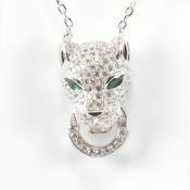 925 SILVER & CZ PENDANT NECKLACE IN THE FORM OF A LEOPARD'S HEAD