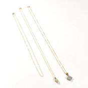 THREE 9CT GOLD DIAMOND & GEM SET CHAIN NECKLACES