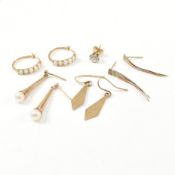 COLLECTION OF 9CT GOLD & GEM SET EARRINGS