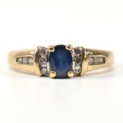 HALLMARKED 9CT GOLD SAPPHIRE & DIAMOND RING