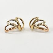 PAIR OF HALLMARKED 9CT GOLD THREE TONE WREATH EARRINGS