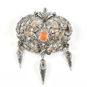 AUSTRO HUNGARIAN GARNET & DIAMOND BROOCH PENDANT PIN