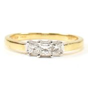 HALLMARKED 18CT GOLD & DIAMOND THREE STONE RING