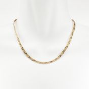 HALLMARKED 9CT THREE COLOUR GOLD PLAITED HERRINGBONE NECKLACE