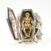 SILVER COFFIN LOCKET RING