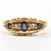 EDWARDIAN HALLMARKED 18CT GOLD SAPPHIRE & DIAMOND BOAT RING