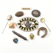COLLECTION OF VICTORIAN HALLMARKED SILVER & GOLD TONE METAL JEWELLERY