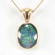 HALLMARKED 9CT GOLD & OPAL DOUBLET PENDANT NECKLACE
