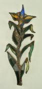 JOHN LEATHWOOD - STAINED LEADED GLASS FLOWER WALL PANEL