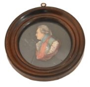 19TH CENTURY HAND PAINTED WAX PORTRAIT RELIEF IN FRAME