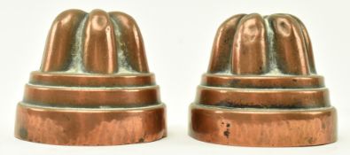 PAIR OF VICTORIAN COPPER MINIATURE JELLY MOULDS