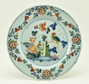 18TH CENTURY ENGLISH LAMBETH DELFT POLYCHROME PLATE