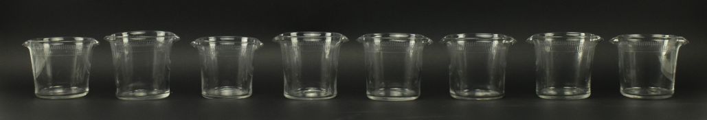 EIGHT EARLY 19TH CENTURY GLASS LIP RINSERS WITH TULIP DESIGN