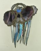 JOHN LEATHWOOD - STAINED LEADED GLASS JELLYFISH SHAPE PANEL